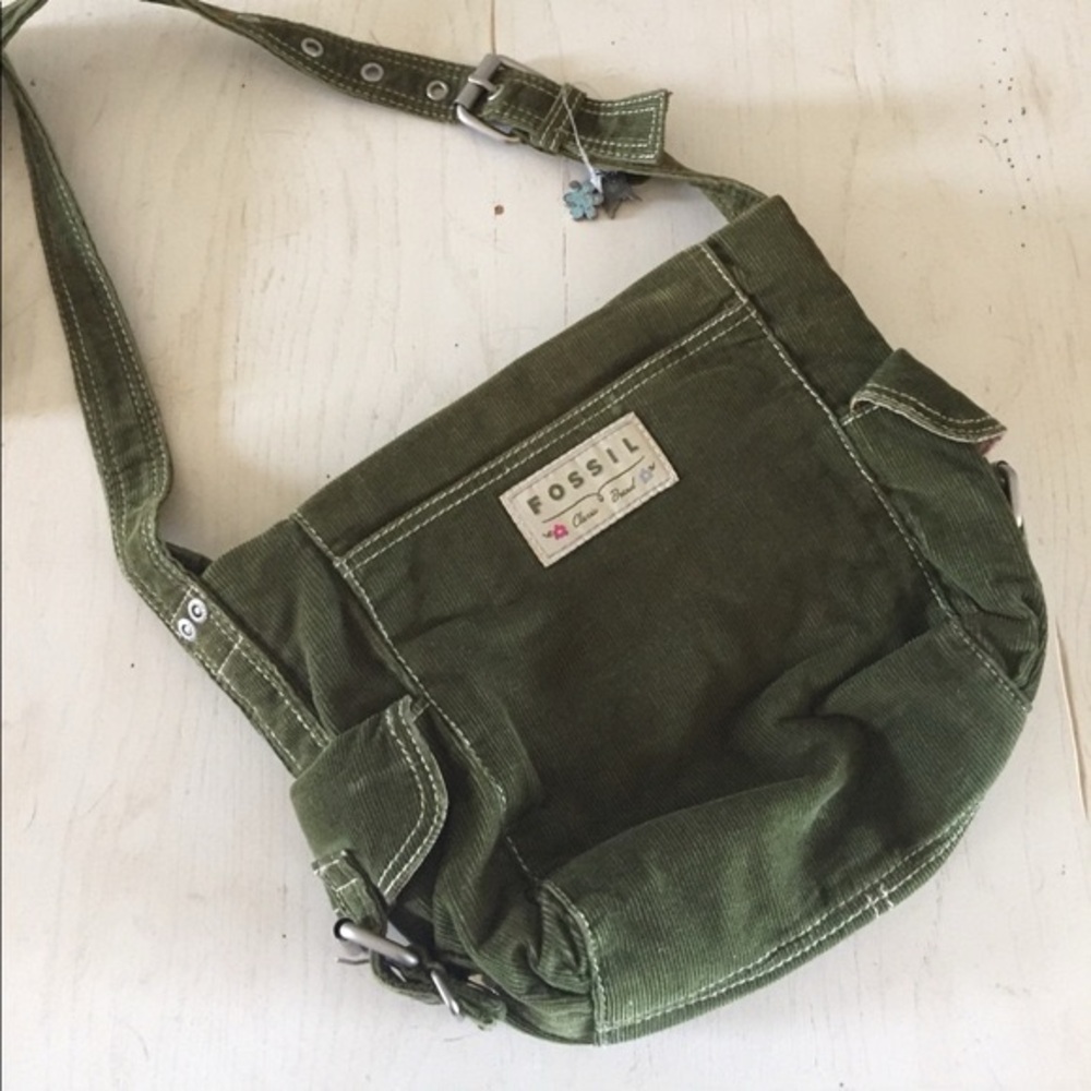 Fossil Crossbody Corduroy/Velvet Bag